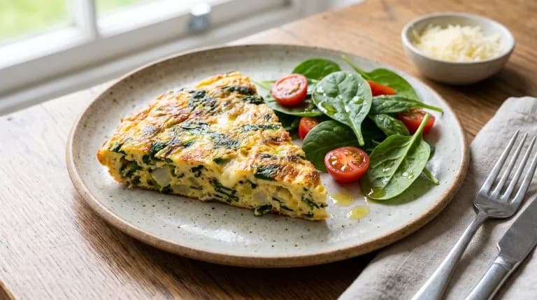 Tortilla de espinaca y acelga: rápida y nutritiva