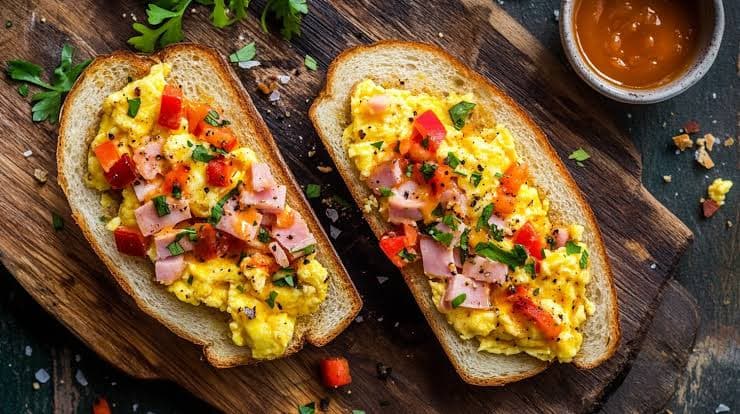Huevos revueltos con cúrcuma y jamón listos en 10 minutos