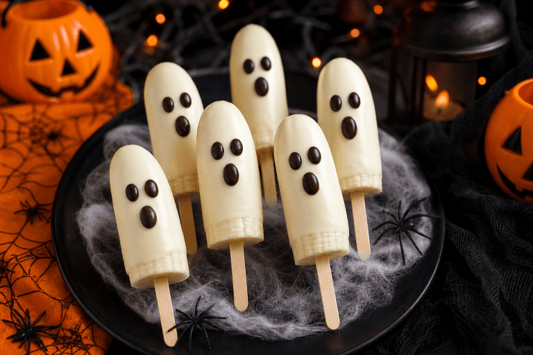 Paletas de banano fantasma: ideales para un dulce Halloween